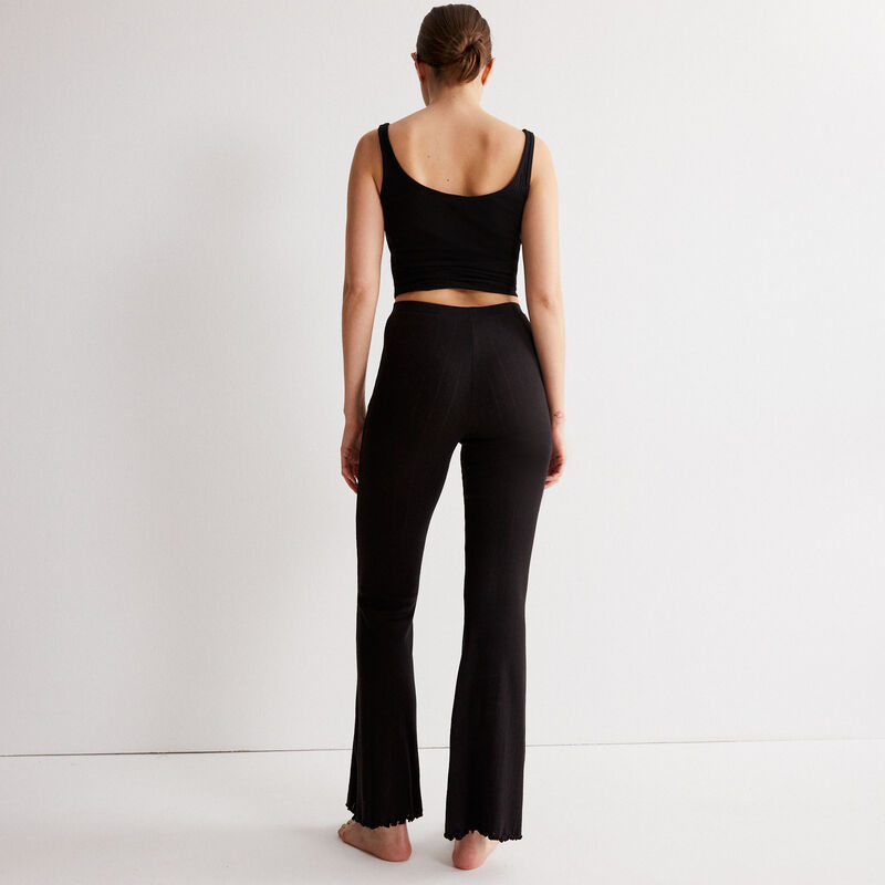 pantalon flare maille pointelle - noir pantalon flare maille pointelle - noir;