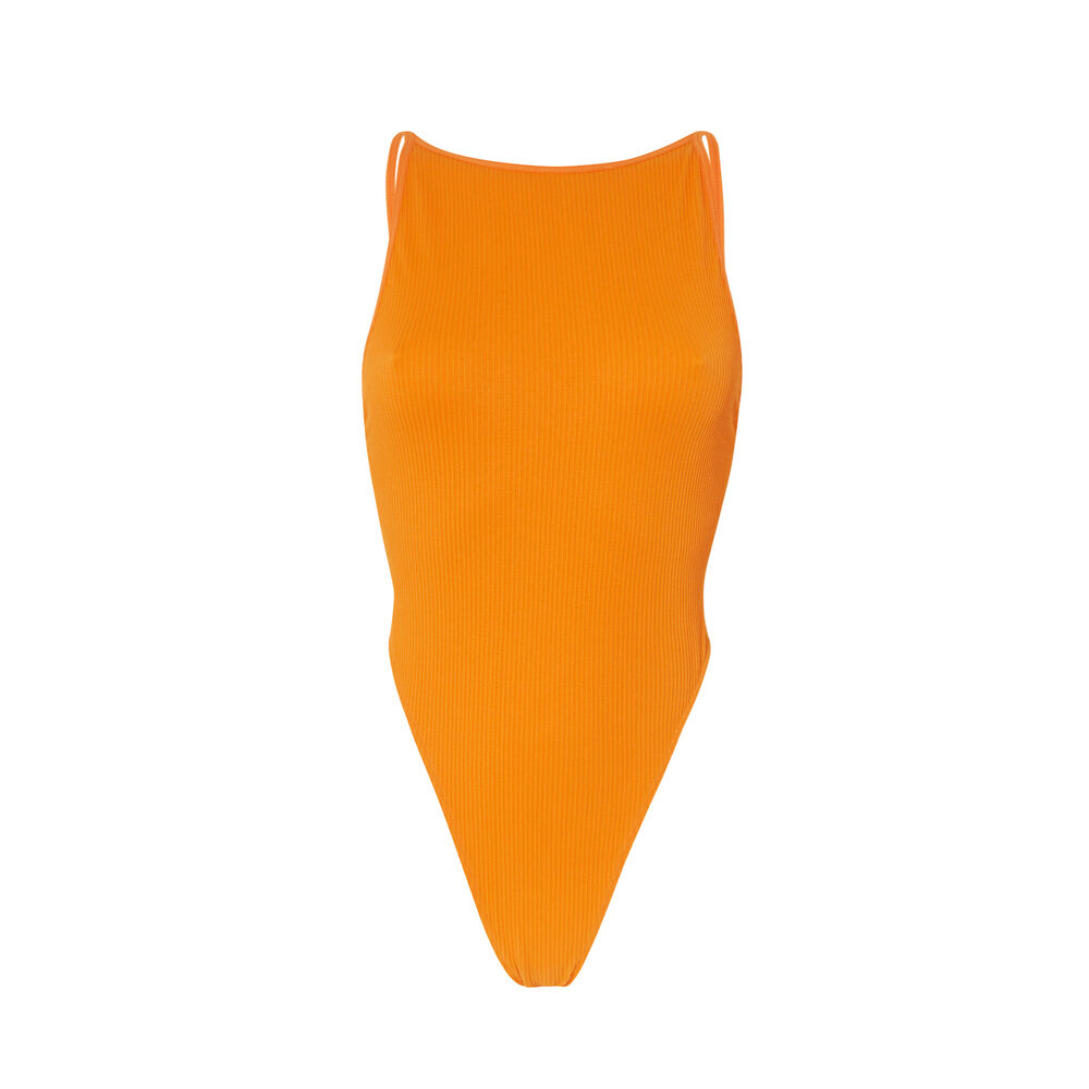 Body échancré taille haute dos nu - orange orange.