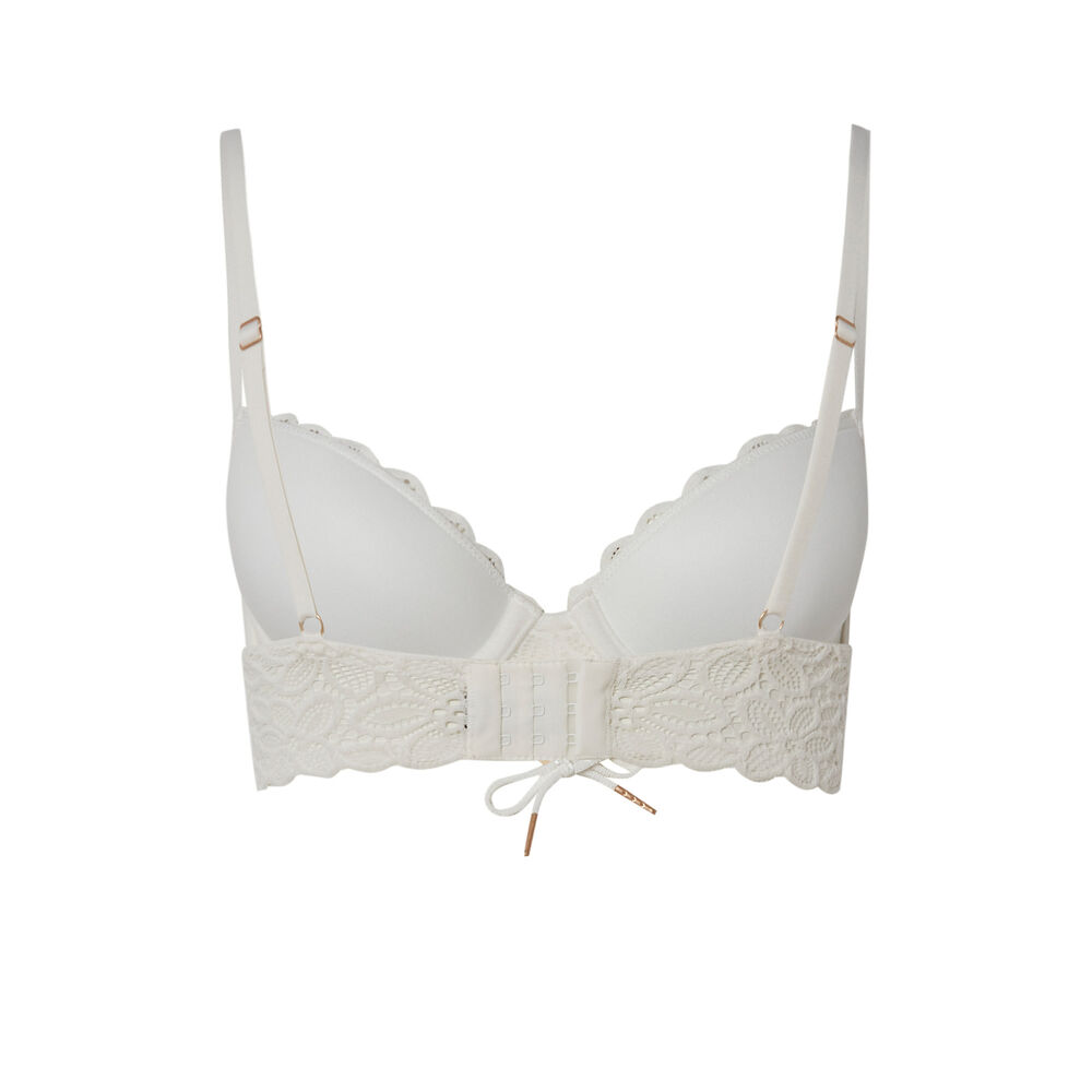 Soutien-gorge ampli en dentelle fleurs détail nœud - écru ecru.