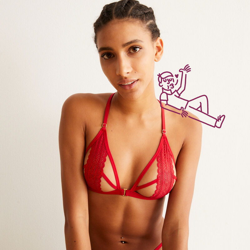 soutien-gorge sans armatures en dentelle et liens - rouge soutien-gorge sans armatures en dentelle et liens - rouge;