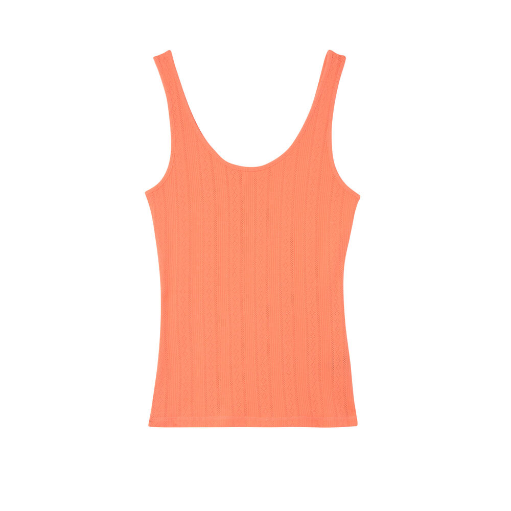 Débardeur uni maille pointelle - orange orange.