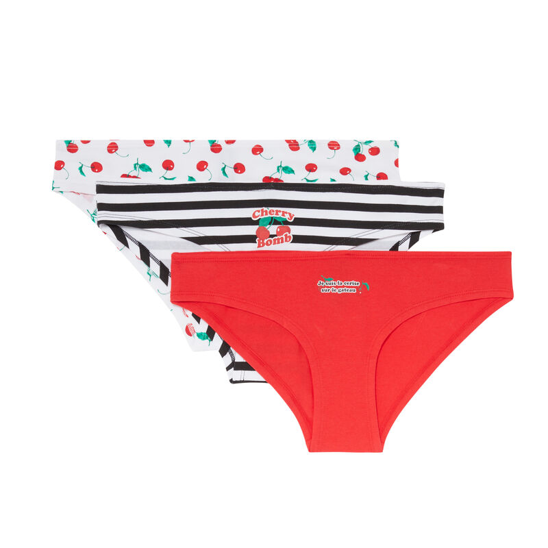 lot de 3 culottes mood cerise - rouge lot de 3 culottes mood cerise - rouge;