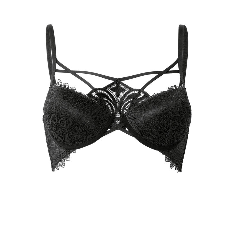 soutien-gorge ampli à lien et guipure décolleté - noir soutien-gorge ampli à lien et guipure décolleté - noir;