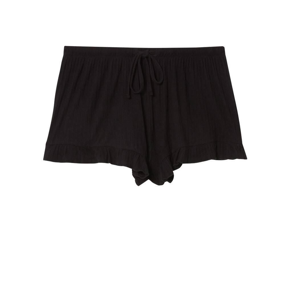 Short à volants et nœuds échancré - noir noir.