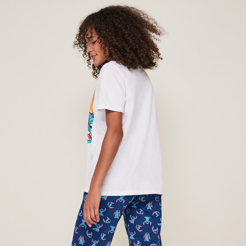 Pantalon à imprimé stitch stitchnuagiz bleu.