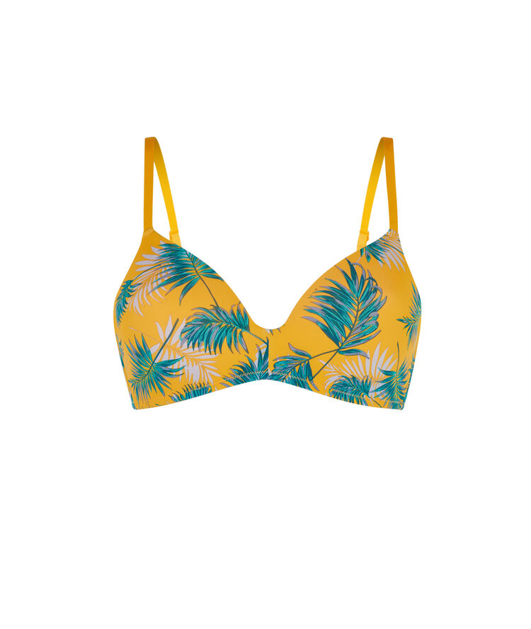Soutien-gorge ampli imprimé micro palmiz jaune.
