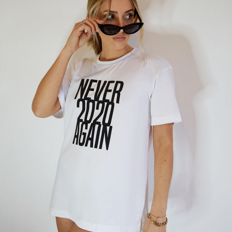 Top à message never 2020 again - blanc Top à message never 2020 again - blanc;