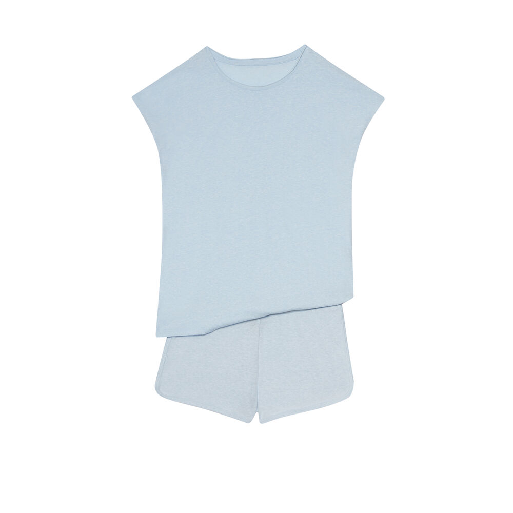 Set de pyjama uni - bleu bleu.
