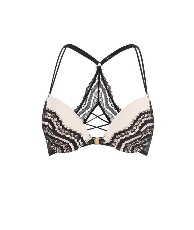 Soutien-gorge push micro/dentelle dos travaillé pushwaviz vanille.