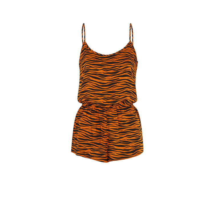 Combishort à fines betelles print tigre mixprintiz camel.
