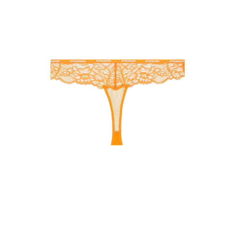 Tanga en dentelle détail liseré adesiz orange.
