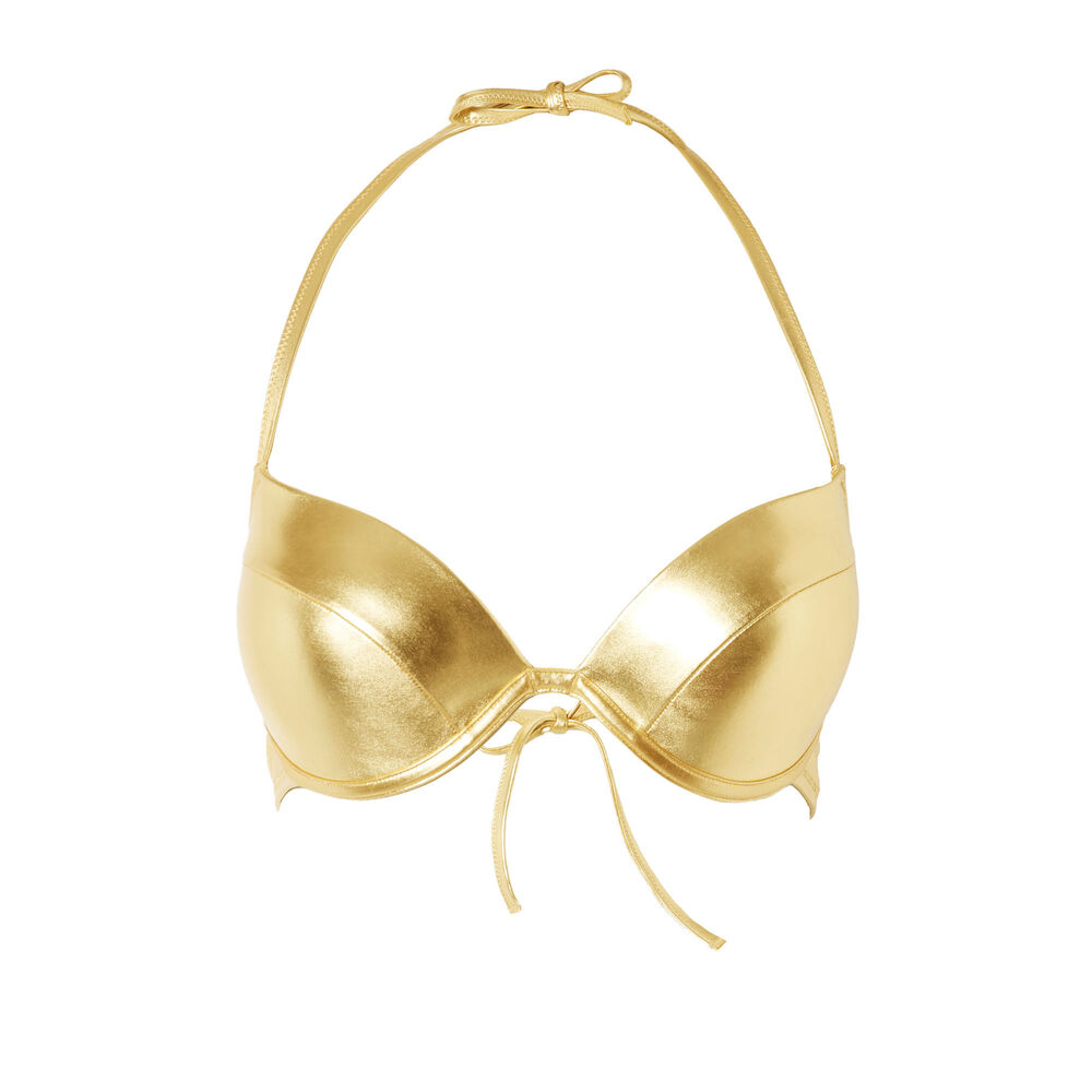 Haut de maillot push-up effet métalisé - doré doré.