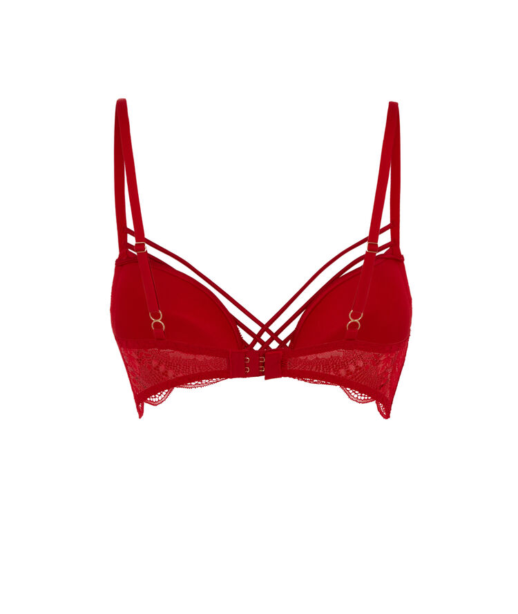 Soutien-gorge push up en dentelle et liens satinés - rouge rouge.