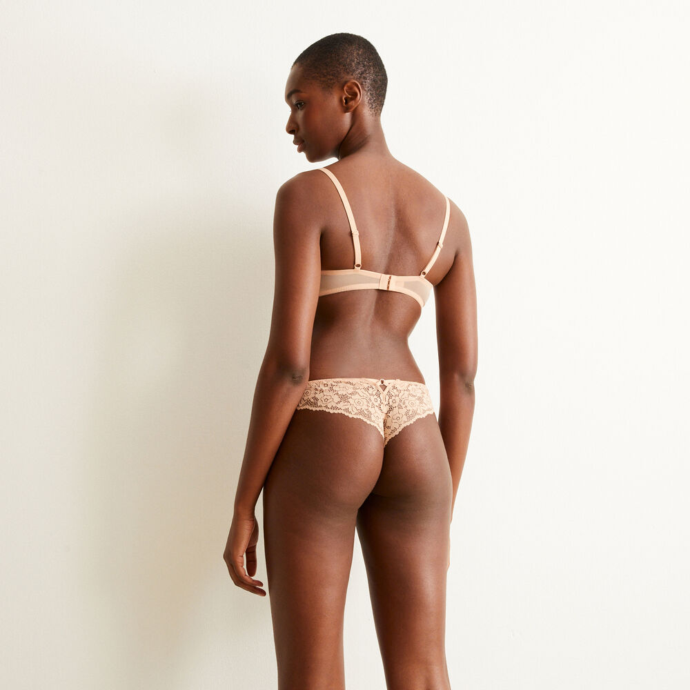 Soutien-gorge push-up en dentelle fleurie - rose nude rose.