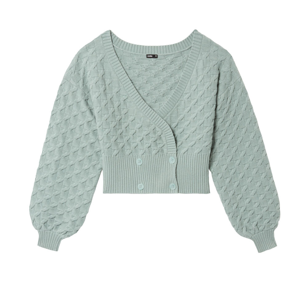 Gilet crop cache cœur en maille - vert d'eau vert.