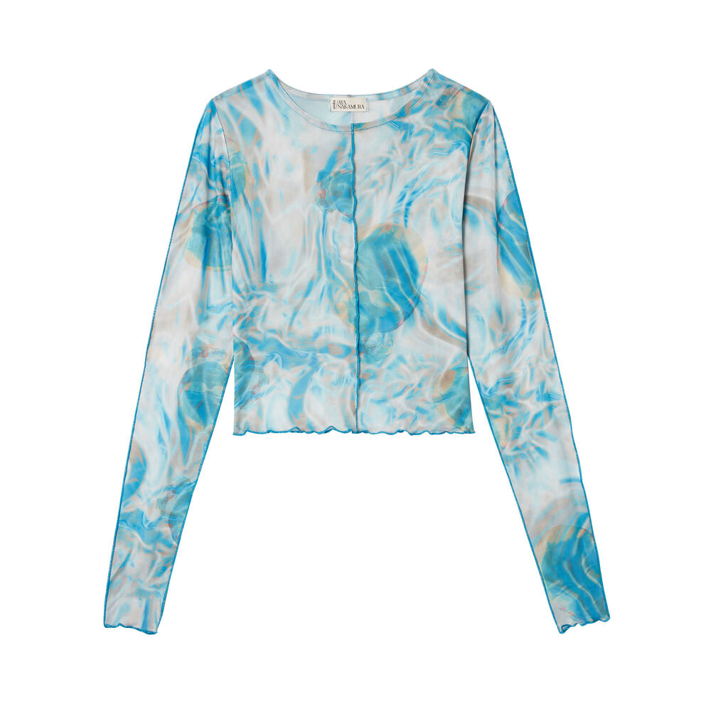 Top résille aya x undiz imprimé smoke - bleu bleu.