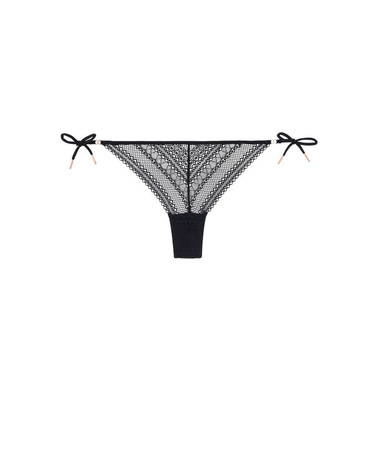 Tanga dentelle detail noeud neoriz noir.