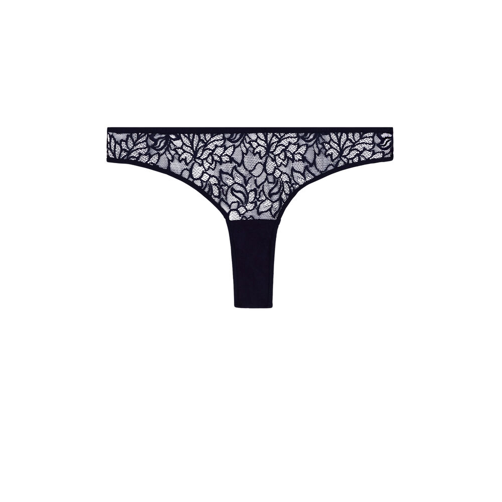 Tanga en dentelle - bleu marine bleu.