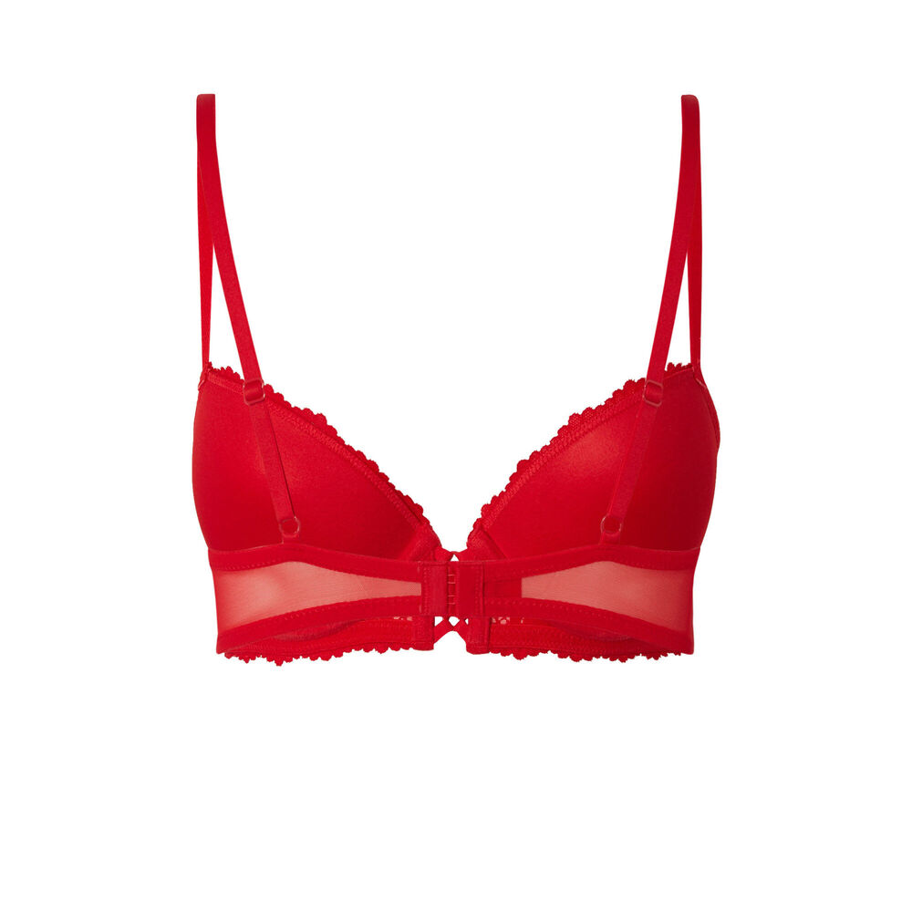 Soutien-gorge push-up en dentelle fleurie - rouge rouge.
