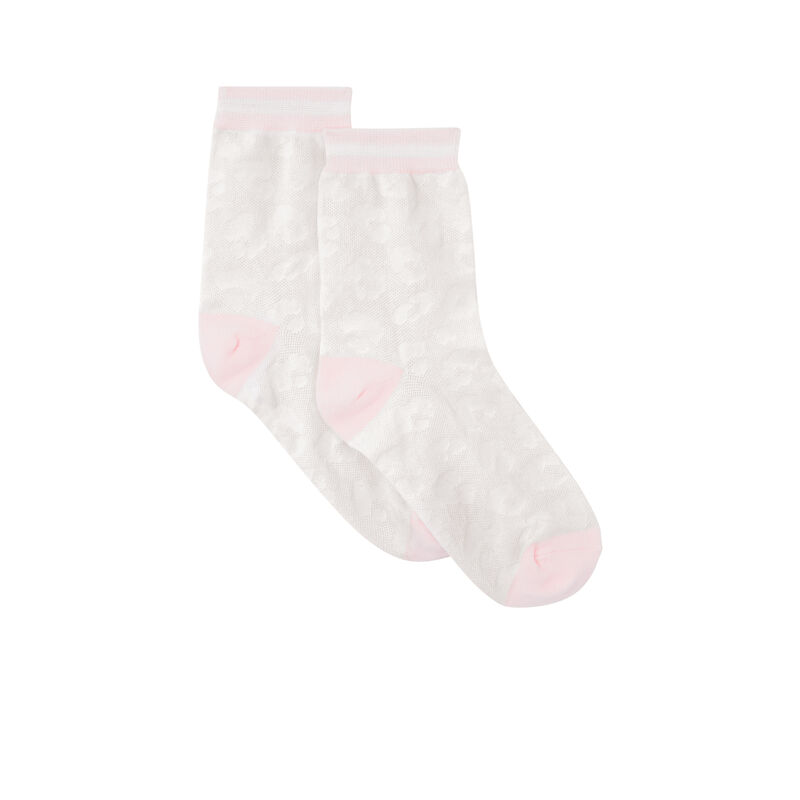 Chaussettes jacquard léopard - blanc Chaussettes jacquard léopard - blanc;