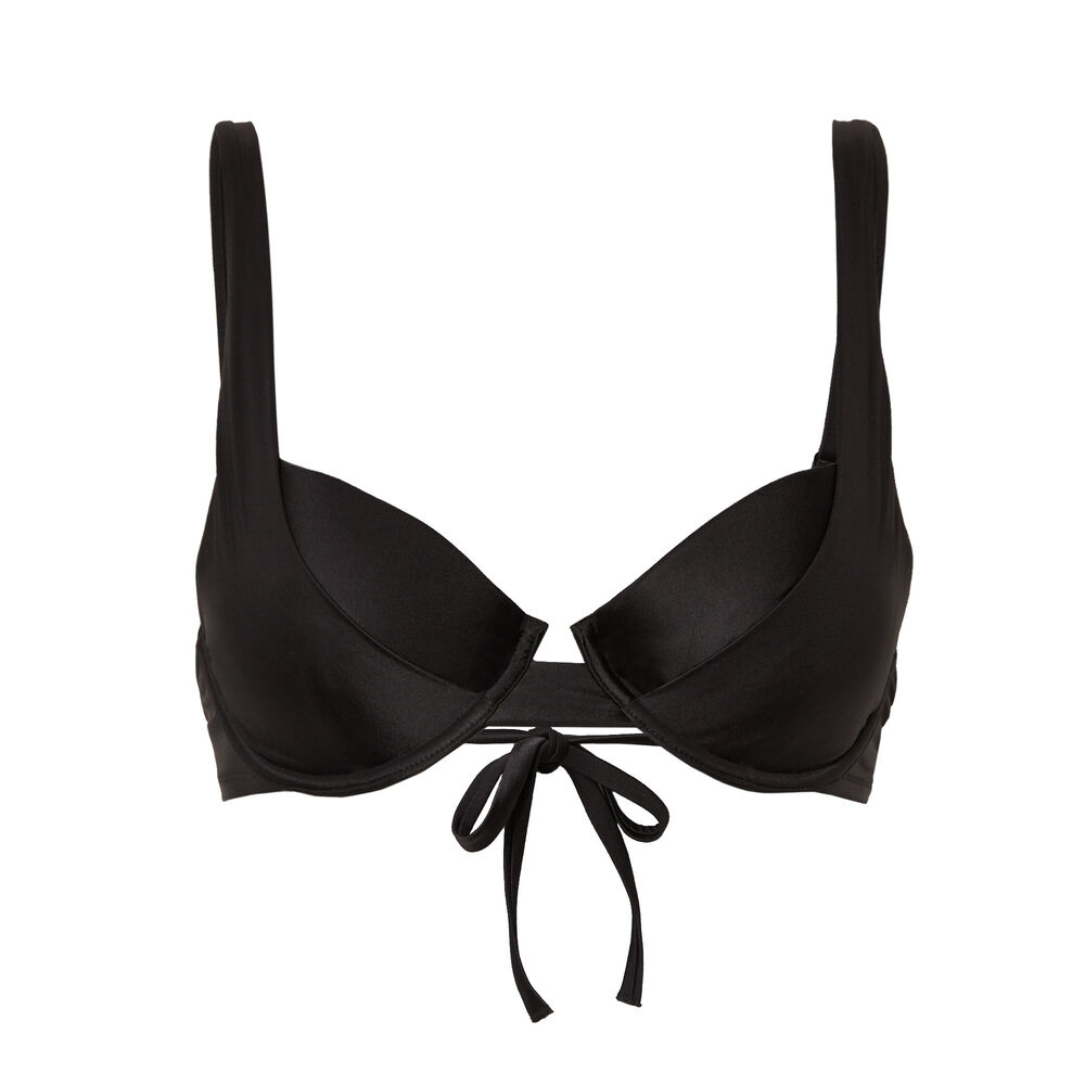 Haut de maillot corbeille satiné - noir noir.