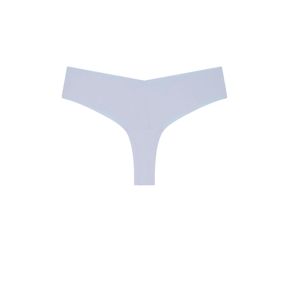 Tanga en microfibre uni - bleu bleu.
