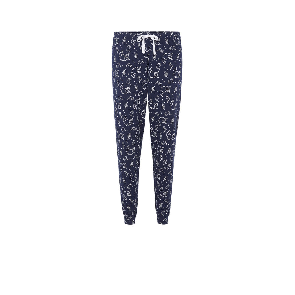 Pantalon à motifs licence cendrillon bleu marine.