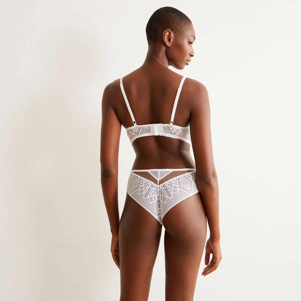 Soutien-gorge push-up bustier dentelle - blanc blanc.