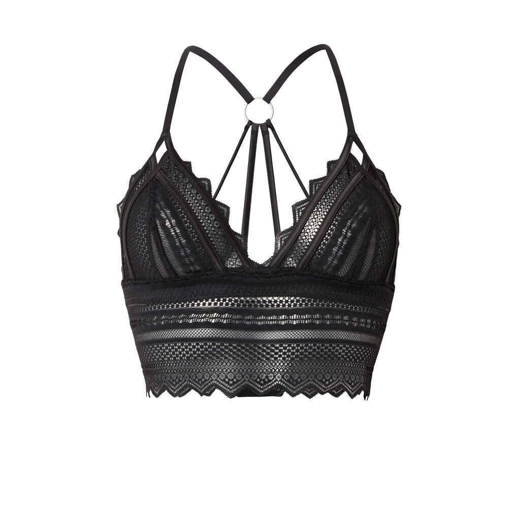 Soutien-gorge triangle sans armatures détail dos - noir noir.