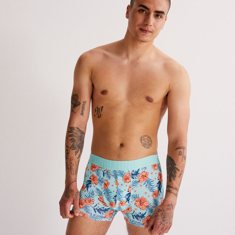 boxer à imprimé tropical - turquoise boxer à imprimé tropical - turquoise ;