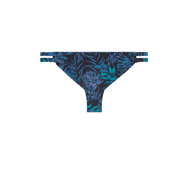 Bas de maillot de bain tanga imprimé tropical - noir Bas de maillot de bain tanga imprimé tropical - noir;