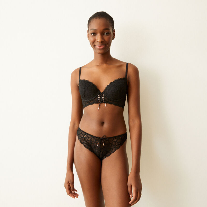 soutien-gorge bustier ampliforme détail laçage - noir soutien-gorge bustier ampliforme détail laçage - noir;