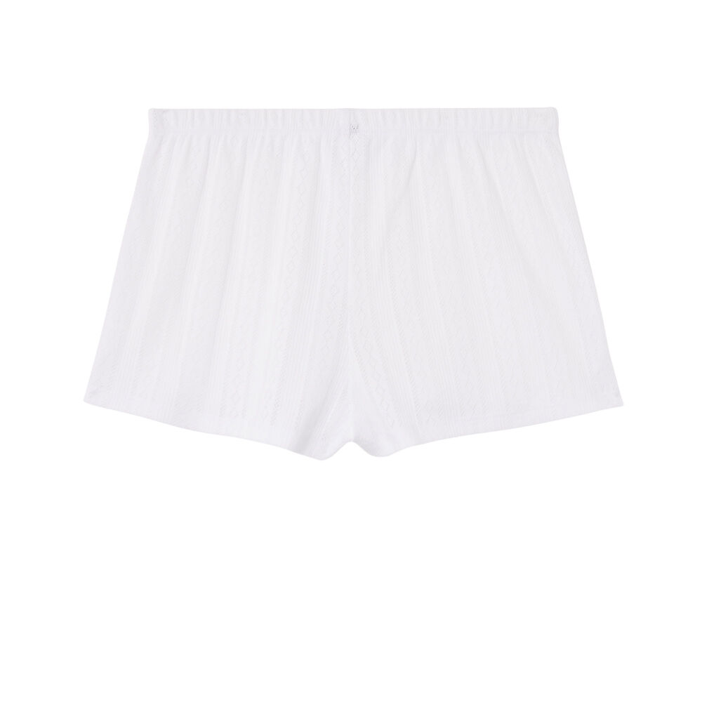 Short uni maille pointelle - blanc blanc.