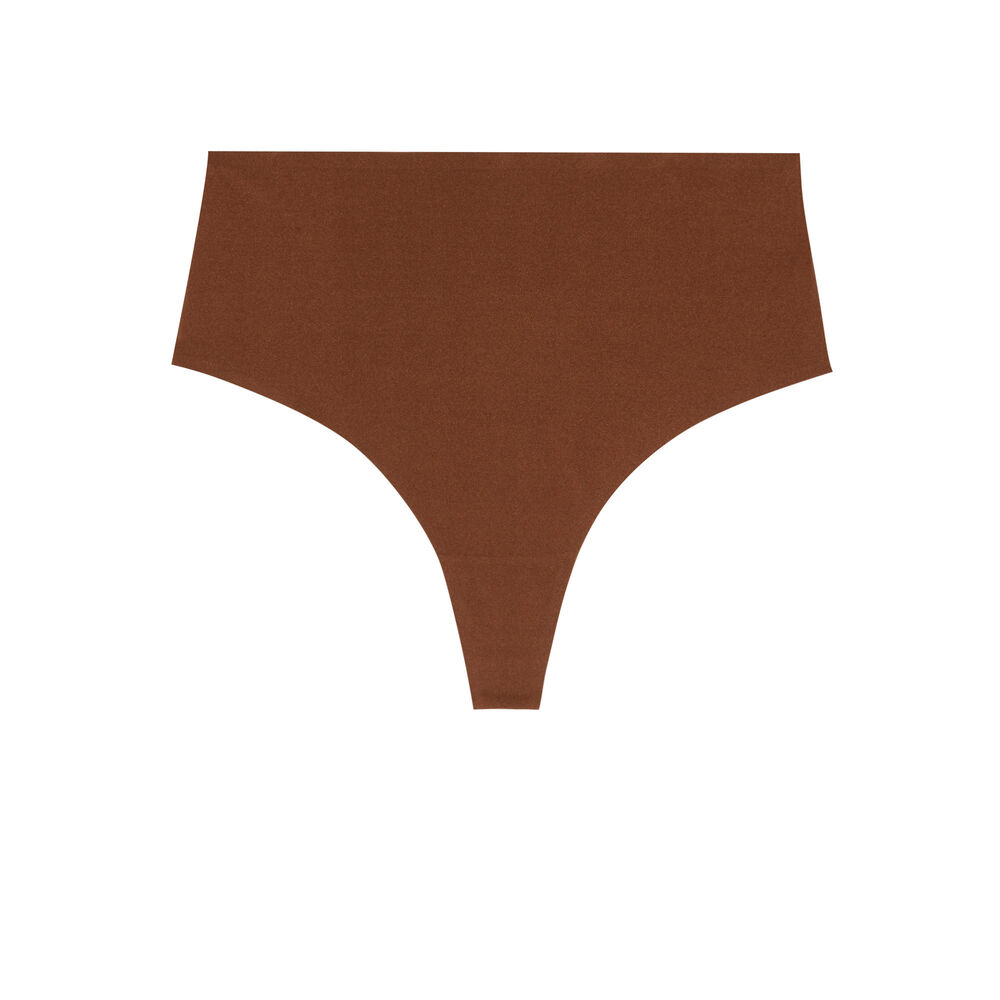 String en micro taille haute - marron marron.