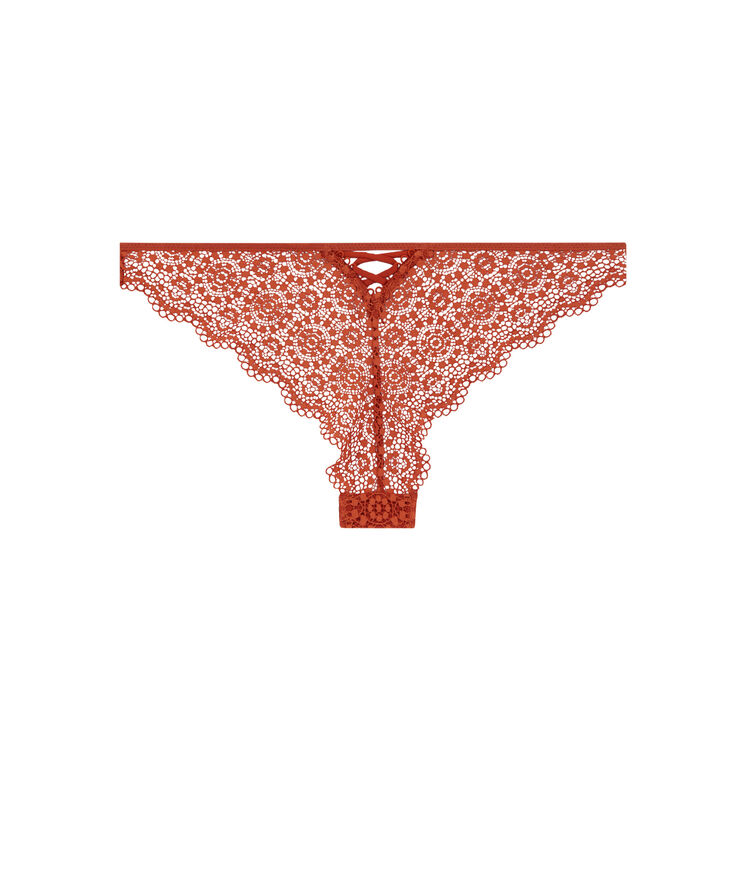 Tanga en dentelle - marron marron.