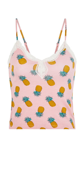 Top en jersey print ananas yellonaniz rose p&acirc;le.