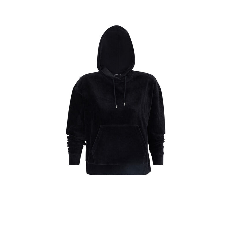 Sweat à capuche en velours andriz noir.