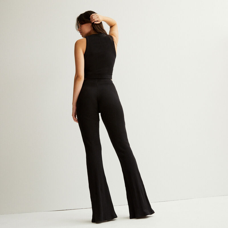 pantalon fendu devant taille haute - noir pantalon fendu devant taille haute - noir;