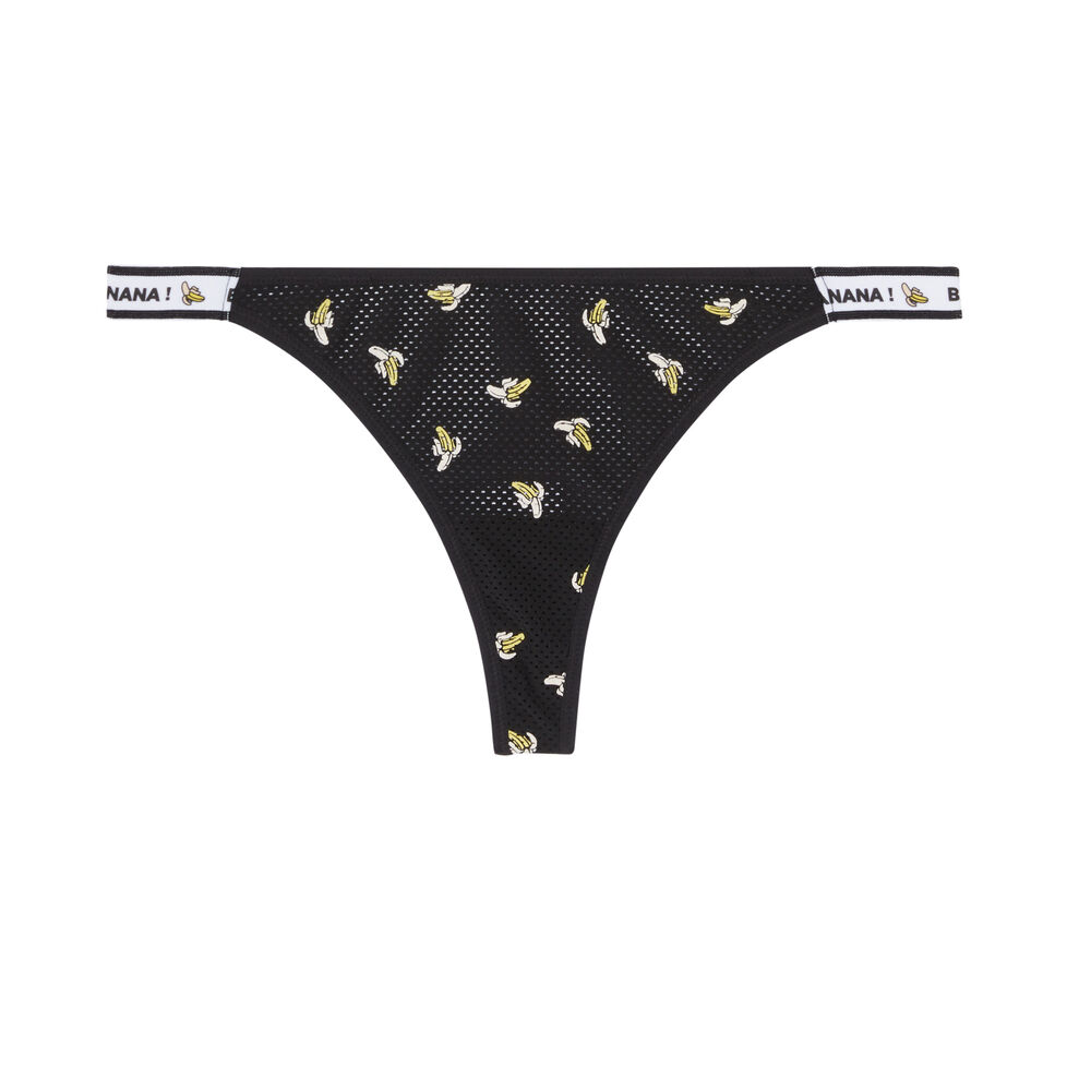 String en tulle motifs bananes - noir noir.