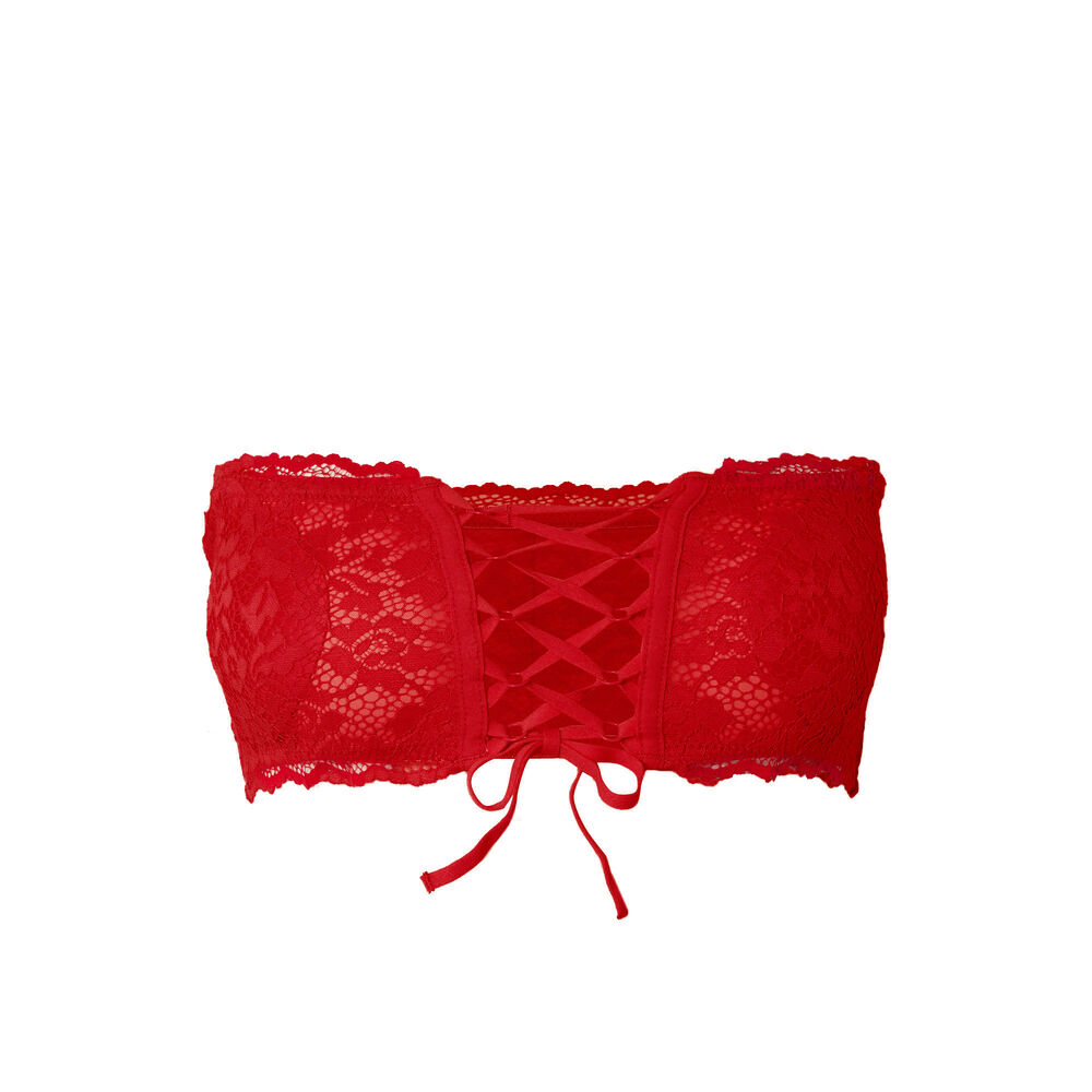 Soutien-gorge bandeau sans armatures effet corset - rouge rouge.