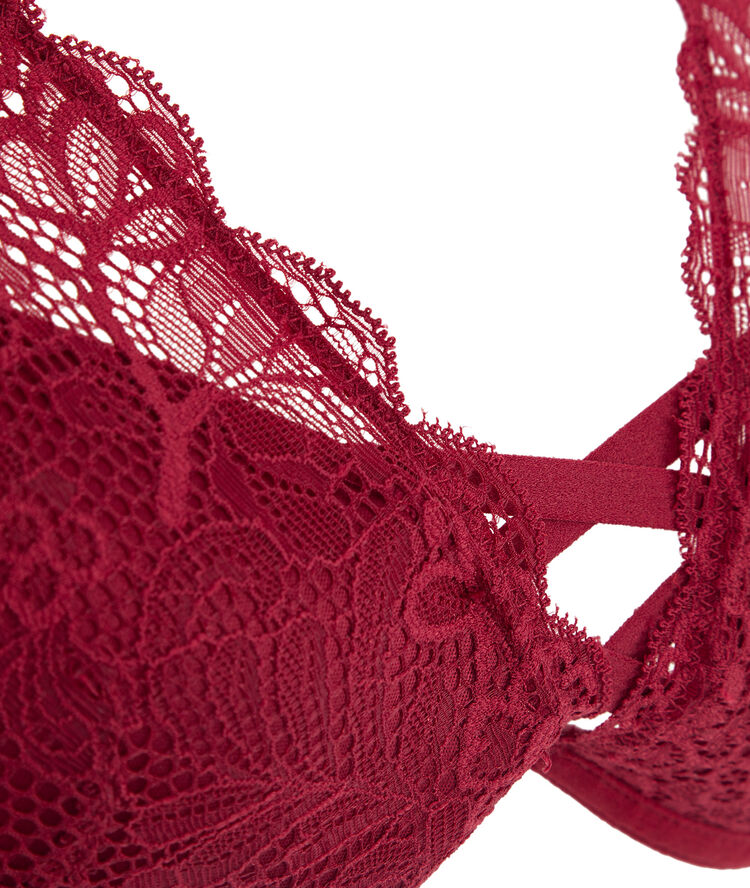 Soutien-gorge foulard push-up dentelle amoriz bordeaux.