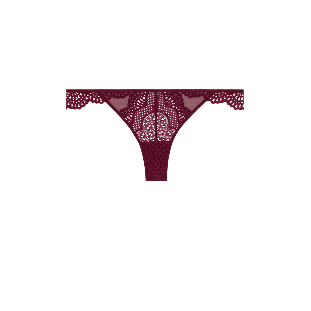 Tanga en dentelle uni - rouge rouge.