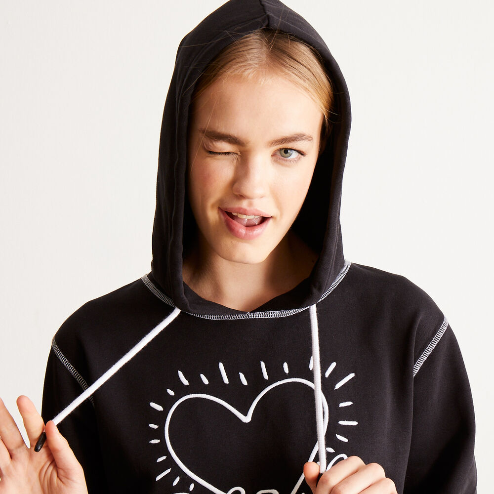 Sweat à motif coeur keith haring - noir noir.