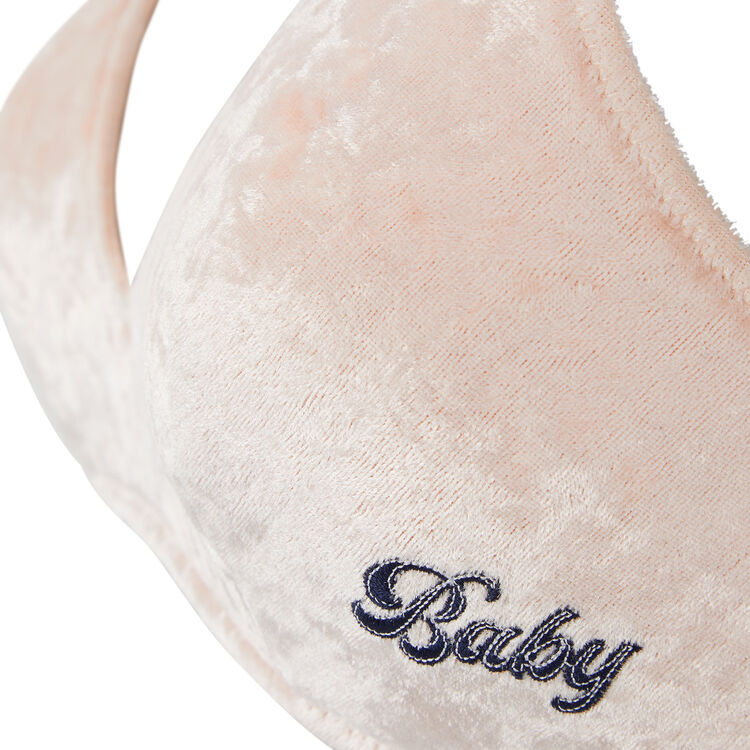 Brassière coquée sans armatures en velours fluffiz rose poudré.