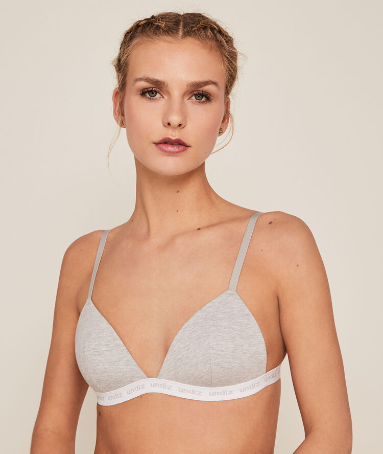Soutien-gorge triangle coqué en coton teeniz gris.