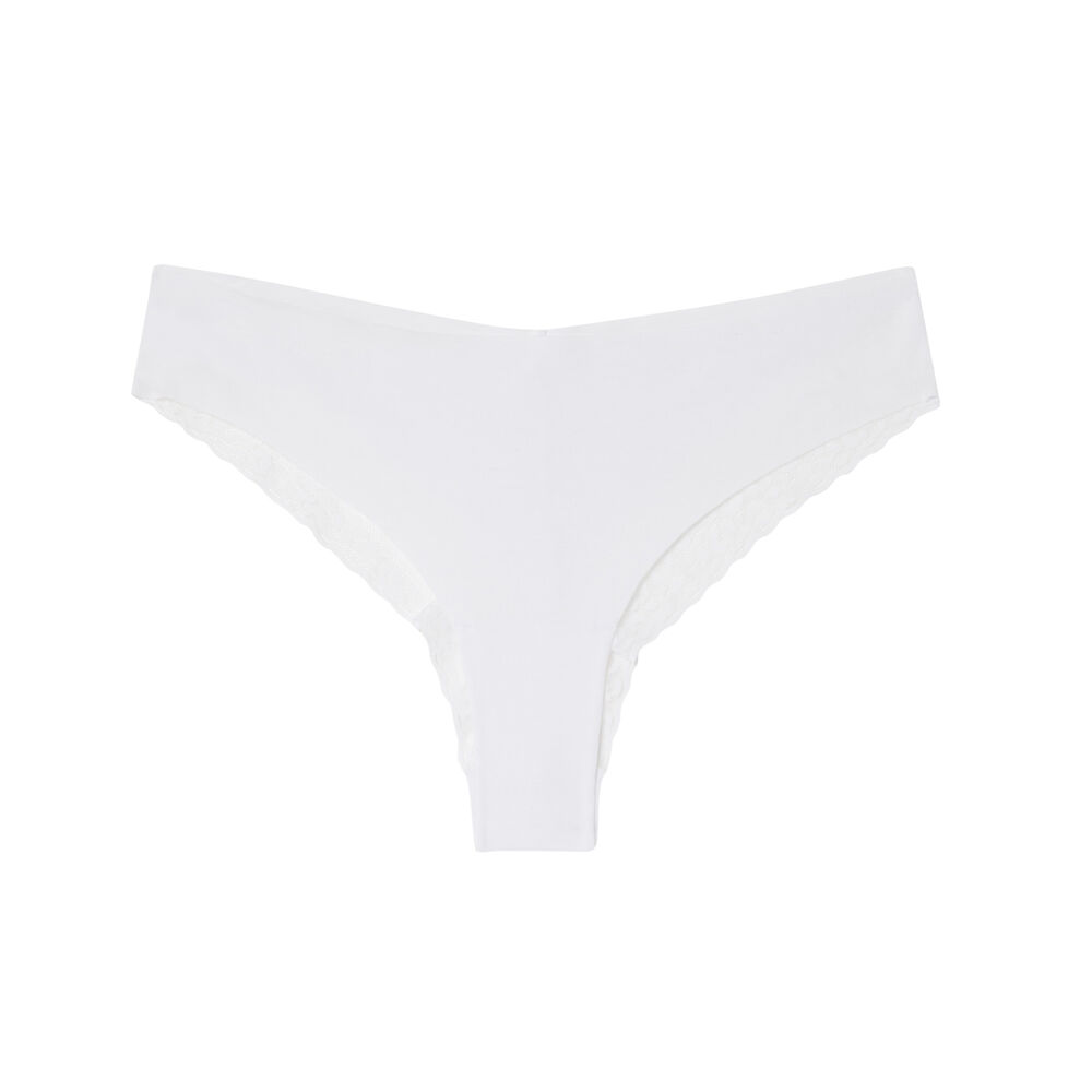 Tanga en coton uni - blanc blanc.