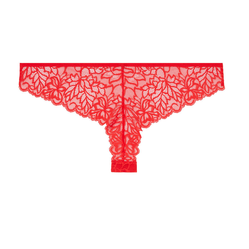 Tanga en dentelle - rouge rouge.
