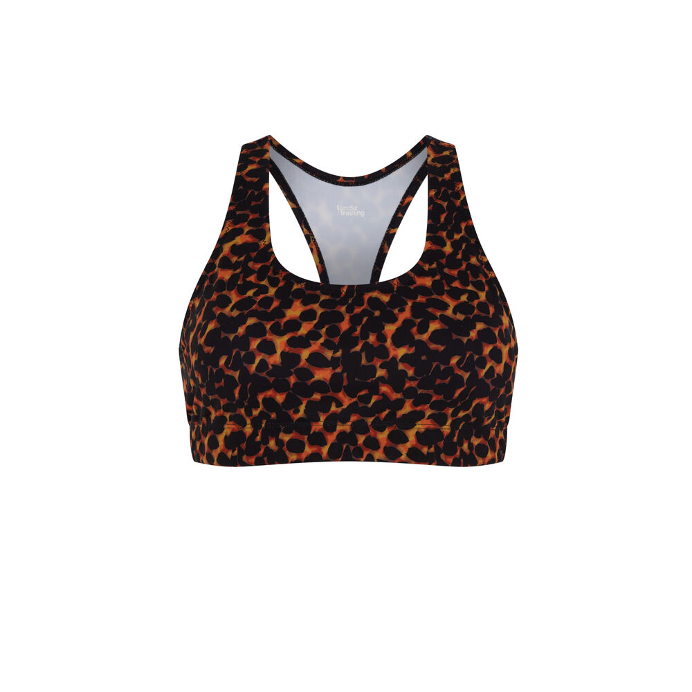 Brassière de sport imprimé léopard - orange orange.
