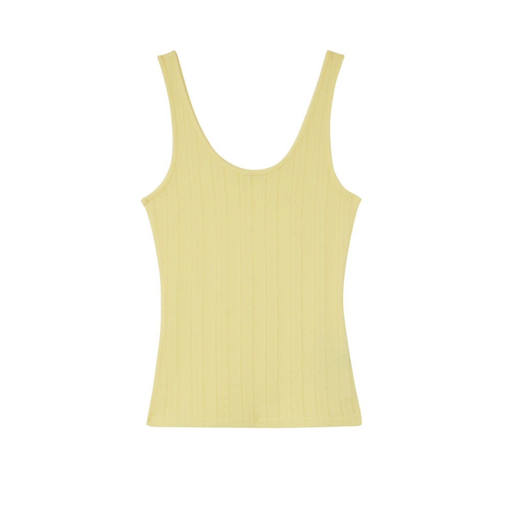 Débardeur uni maille pointelle - jaune jaune.