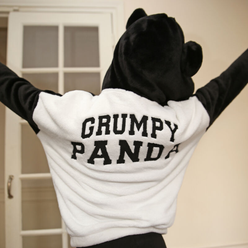 polaire panda à message grumpy panda - noir polaire panda à message grumpy panda - noir ;